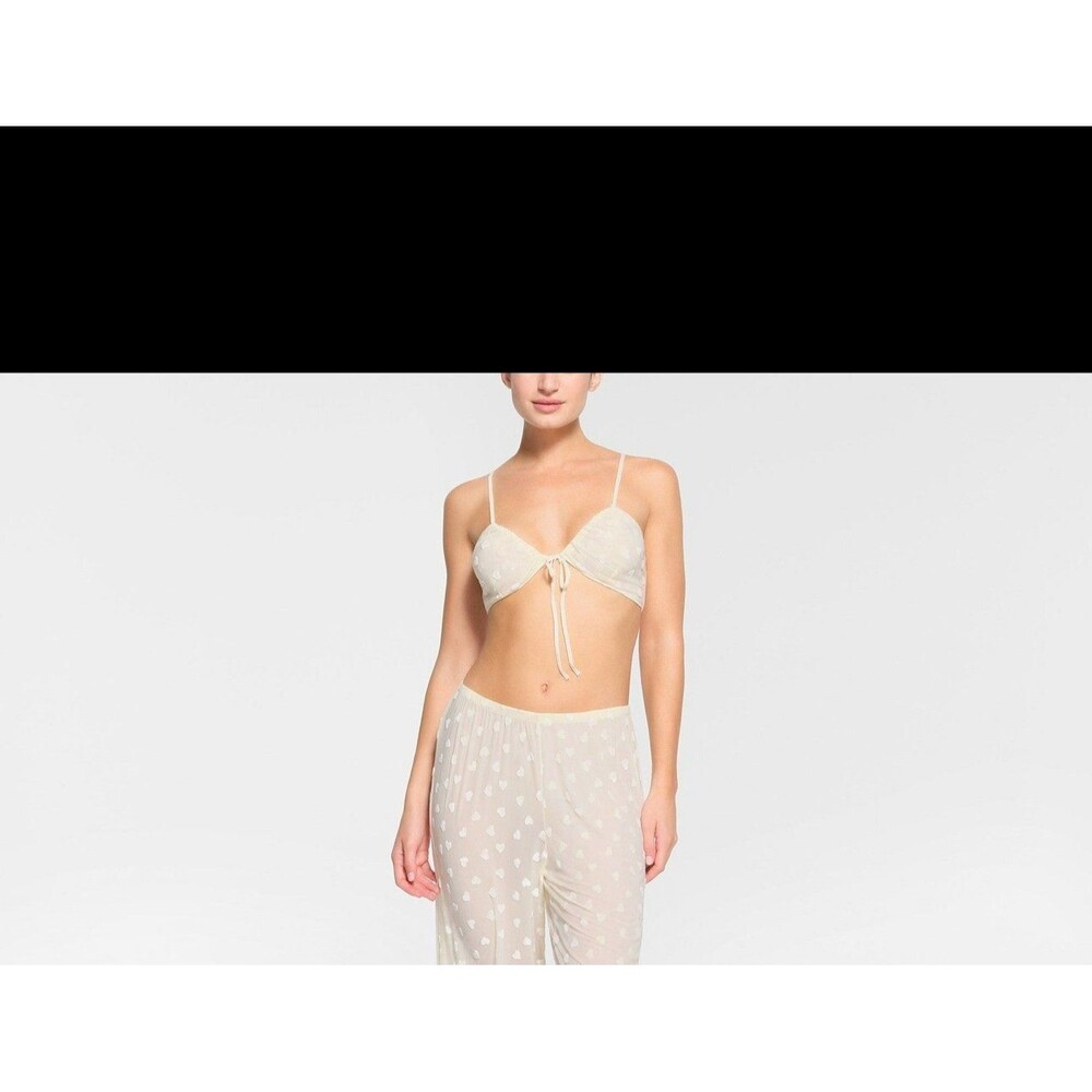 SHEER VELVET TIE FRONT BRALETTE MARBLE